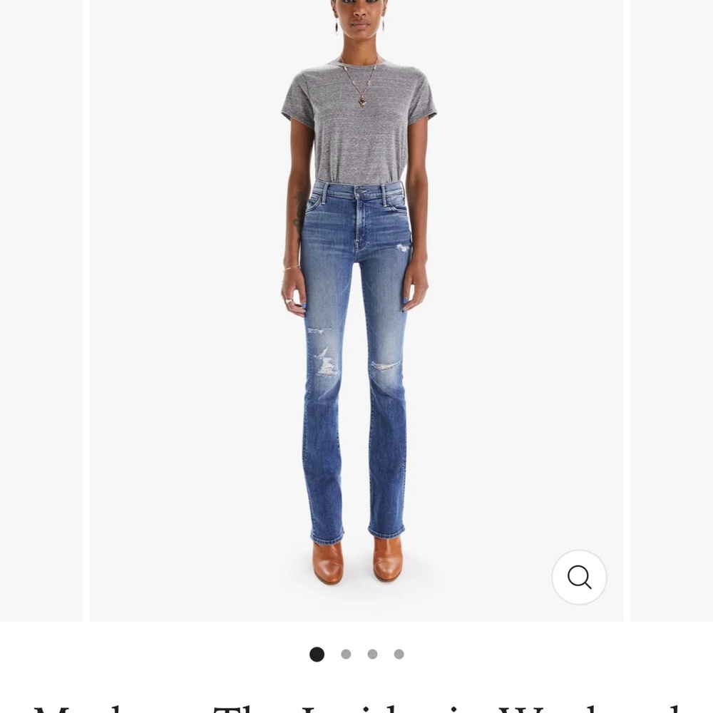 MOTHER Women's Distressed Blue Boot Cut Jeans